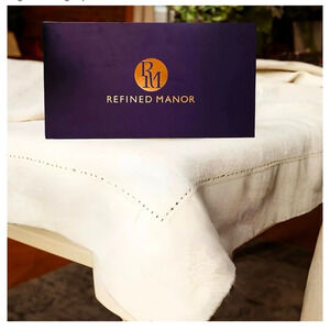 NWT New 100% Pure Linen Tablecloth | 120x60 |‎ Elegant Hemstitch | Luxury Fabric